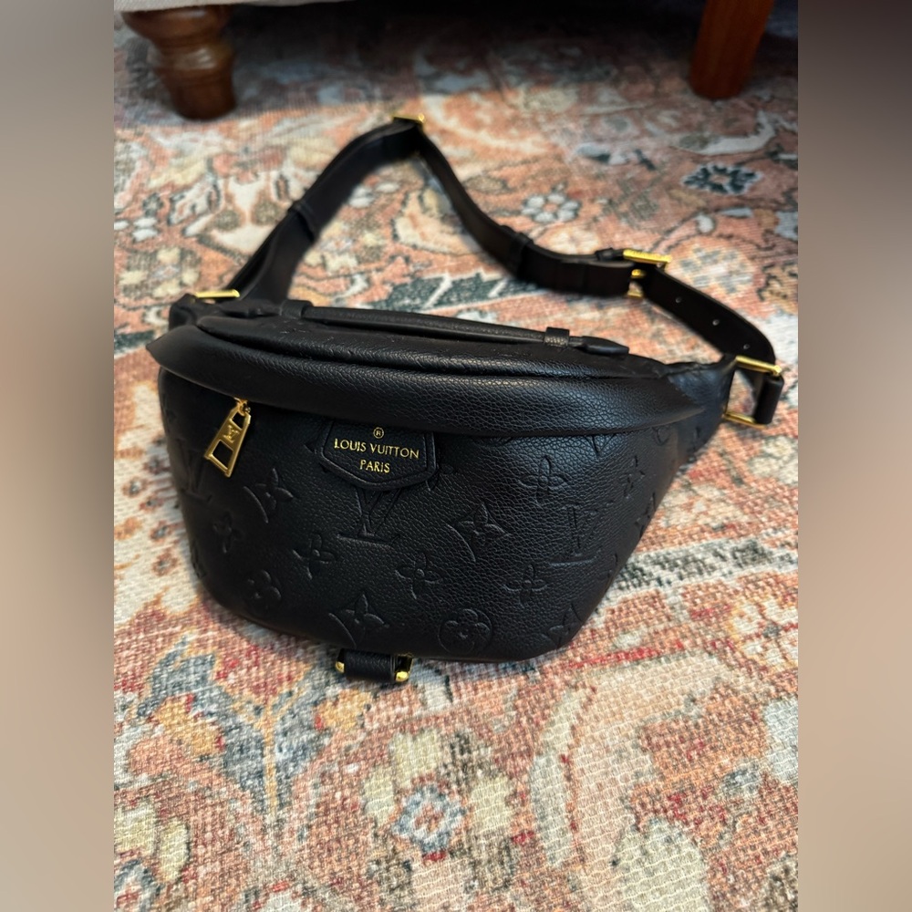 Black Faux Leather Belt Bag / Bum Bag ✨